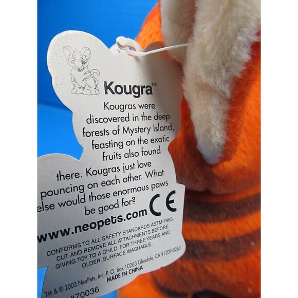 Neopets Orange Kougra Plush 7” 2006 Limited Too Striped Tiger Plushie W/ Tag - Picture 4 of 9
